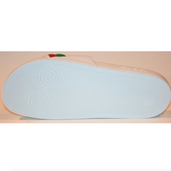 Gucci Men's Original Web Leather Slides Sandals Shoes - Picture 4 of 5